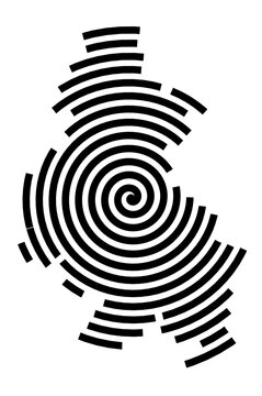 Symbol Map of the city Genthin (Sachsen-Anhalt, Germany) showing the city with a black spiral line