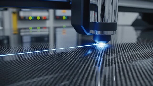 Advanced industrial laser cutting carbon fiber material.
