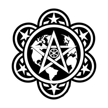 An icon of pentacle symbol in solid style