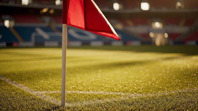 Corner flag on soccer field.
