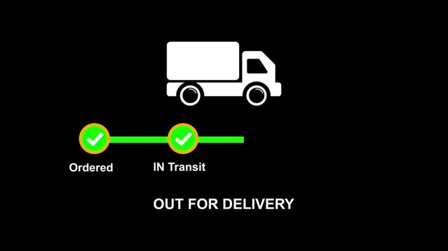 Delivery status animation loading progress bar truck out for delivery shipping status