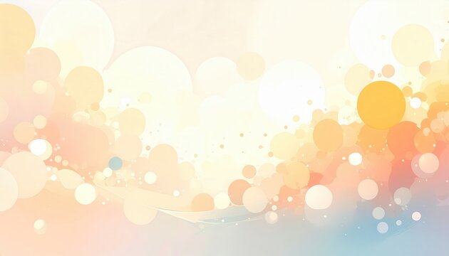 Fundo abstrato suave com efeito bokeh em tons pastel de amarelo, p&ecirc;ssego e branco, ideal para design.