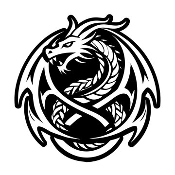 A filled style icon of dragon tattoo
