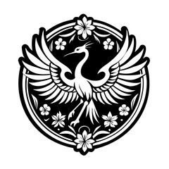 Obraz premium Japanese crane icon in filled style