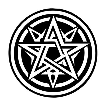 A solid style icon of pentagram symbol