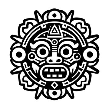 A filled style icon of mayan tattoo