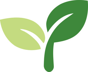 Green plant sprout with thick stem and two leaves. Flat illustration of an eco-friendly seedling © writerfantast