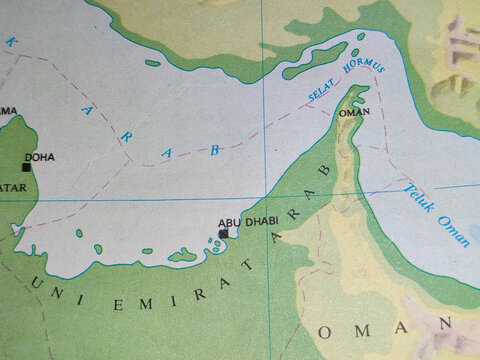 Map of strait of Hormuz area
