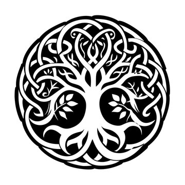 A glyph style icon of tree tattoo