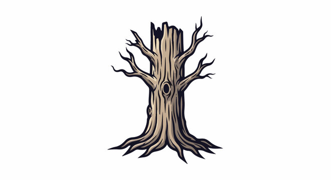 Gnarled, weathered tree stump with sparse, reaching branches