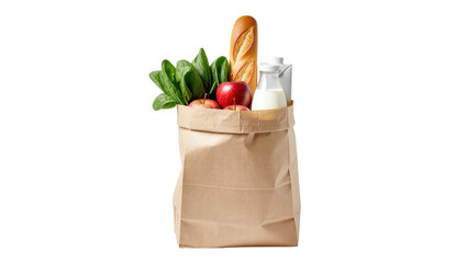 Isolated paper bag full of fresh groceries, healthy food for home delivery or convenient shopping © Sorin