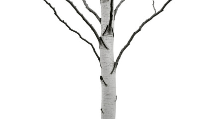 Isolated beautiful birch tree trunk with elegant bare branches, classic winter nature artwork © Sorin