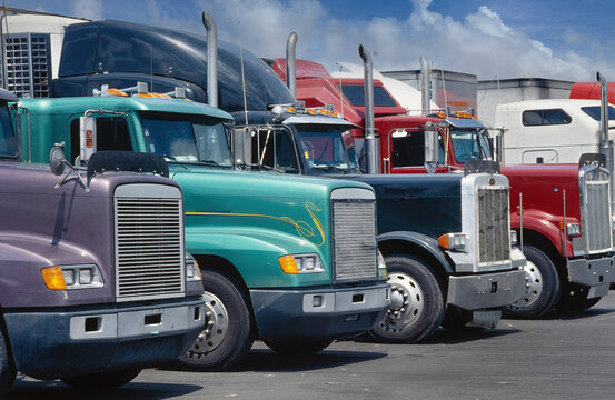 Reproductions of slides mage in the nineties in the USA. United States of America. American trucks.