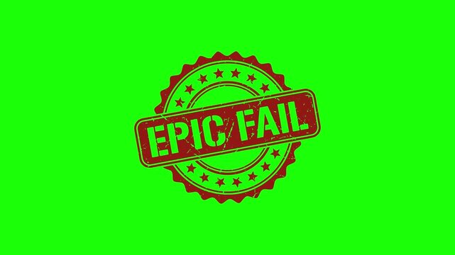 Red epic fail stamp on green background with stars