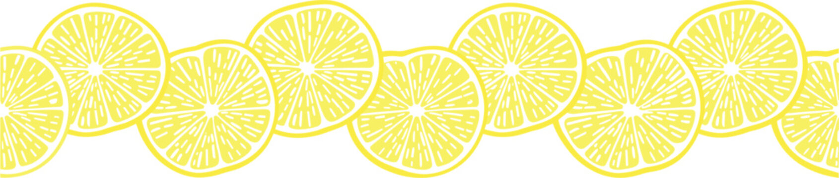 Lemon slice border vector design, citrus fruit pattern with fresh yellow slices decorative frame