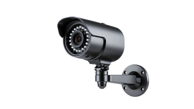 Isolated modern black security camera for professional surveillance and home monitoring