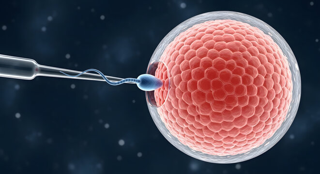 3D Medical Illustration of In Vitro Fertilization Process