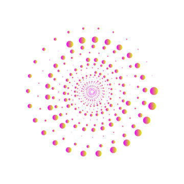 Set of dotted circles with halftone effect. Collection of round shapes with polka dot pattern isolated on white background. Simple design elements. Vector graphic illustration vector