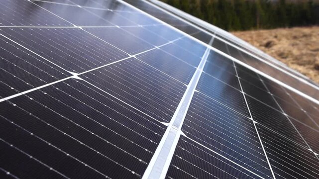 Solar panels close up collecting renewable energy