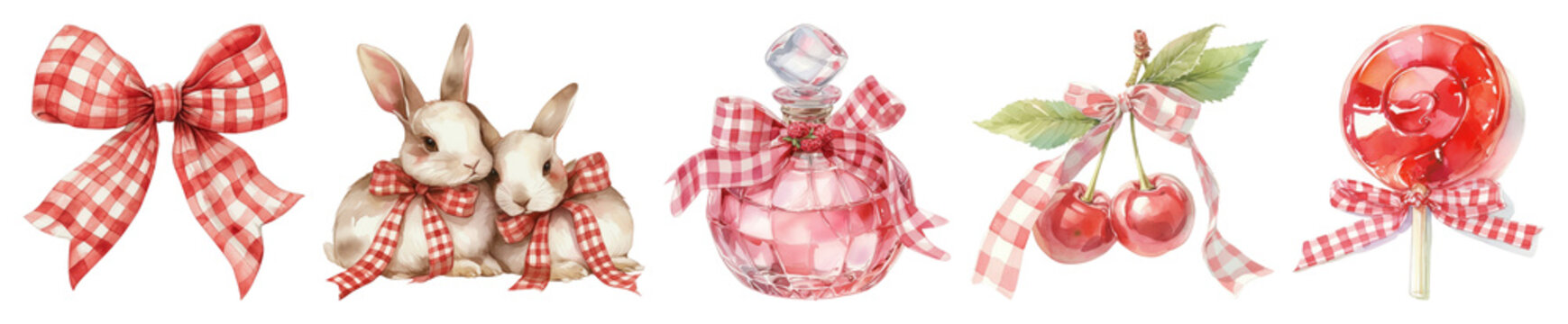 PNG Vintage gingham charm collection on transparent background