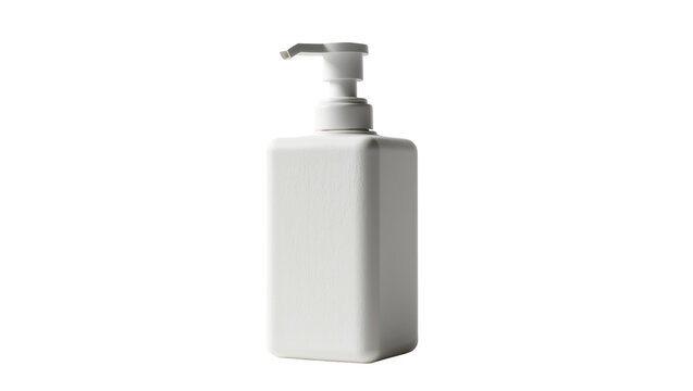 Isolated Rectangular white matte pump bottle for liquid soap shampoo lotion cosmetic product