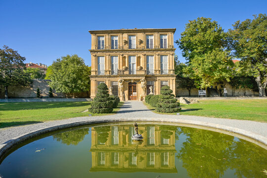 Teich, Springbrunnen, Pavillon Vendome, Rue de la Molle, Aix-en-Provence, Frankreich