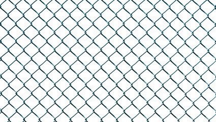 Isolated close-up of metal chain link fence pattern, sturdy wire mesh barrier, security texture © Aliona