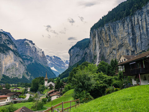 Summer landscape in Lauterbrunnen, Switzerland.