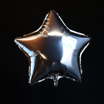 silver star balloon on black background