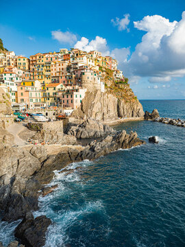 The summer seascape of Cinque Terre, Italy.