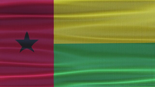 Guinea Bissau flag waving in the wind with high quality fabric texture