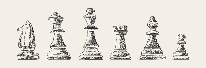 Chess pieces hand drawn collection © missbobbit