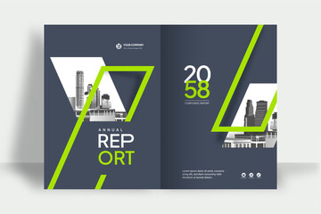 Plakat Business Report Cover Template – Green Geometric Layout (A4)