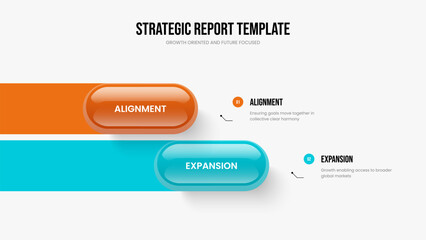 Fototapeta premium Project Analysis 2 Step Infographic Frame Layout. Digital Plan Slide Template Vector Illustration. Enterprise Insight Two Option Diagram Slideshow Design.