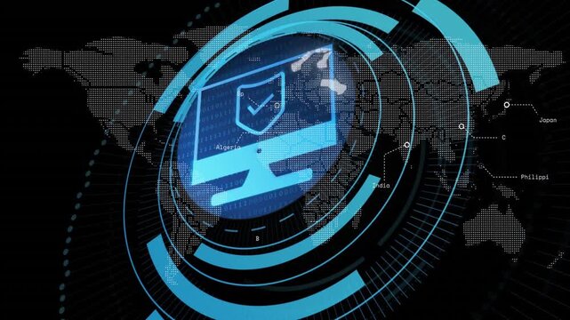 Map highlight causing central HUD rotating rings and monitor-shield scanning nodes for security