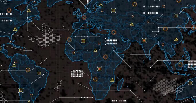 Camera widening, map revealing borders, filling hexes, grids and nodes showing tech activity