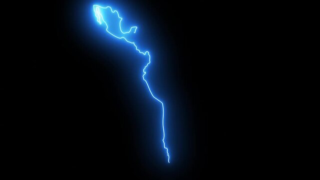 Hand-Drawn Latin America Map Animation Video Neon Glow Sketch Outline

