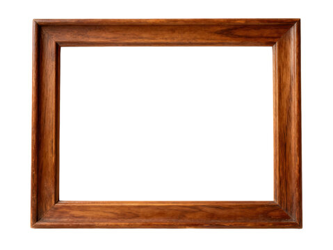 Dark stained mahogany wood picture frame with mitered corners surrounds a blank white rectangular space for custom artwork or photography mockup.
