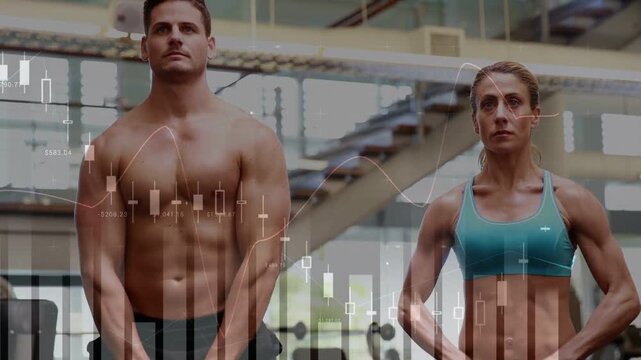 Partners lifting kettlebells from hips, repeating upright rows with finance over scene for fitness