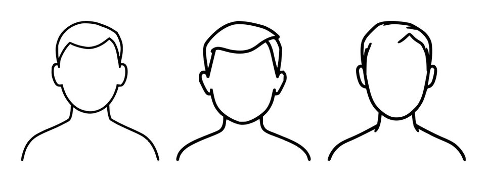 User profile avatar icon set with simple round silhouettes and monogram initials featuring user, icon, avatar with vector graphics and illustration