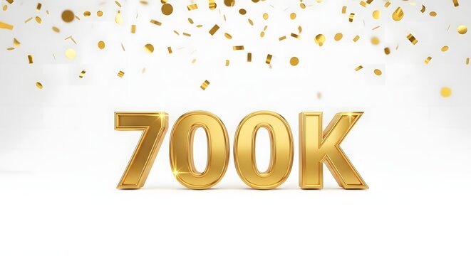 Golden 700k celebration with confetti