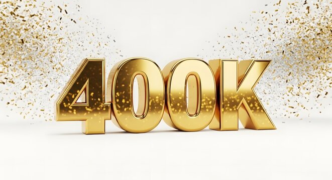 Golden 400k milestone marker in shiny 3d
