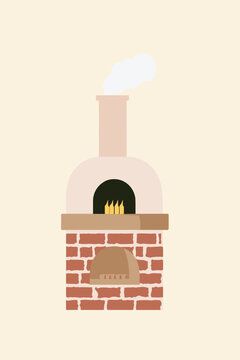 Twilight Garden Pizza Oven Silhouette Illustration