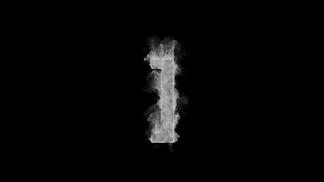 Smoking closing square bracket ] symbol with realistic white smoke. Smoky punctuation animation for coding, typography, titles and motion graphics. Seamless loop in 4K with alpha channel.