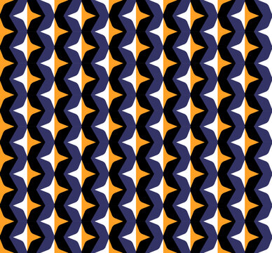 Seamless starry optical illusion pattern with peripheral drift effect. Abstract geometric op art background with dynamic repeating shapes for wallpaper, textile and modern surface design.