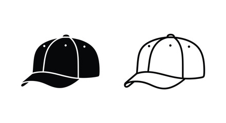 Fototapeta premium Two baseball caps depicted in contrasting black and white silhouette