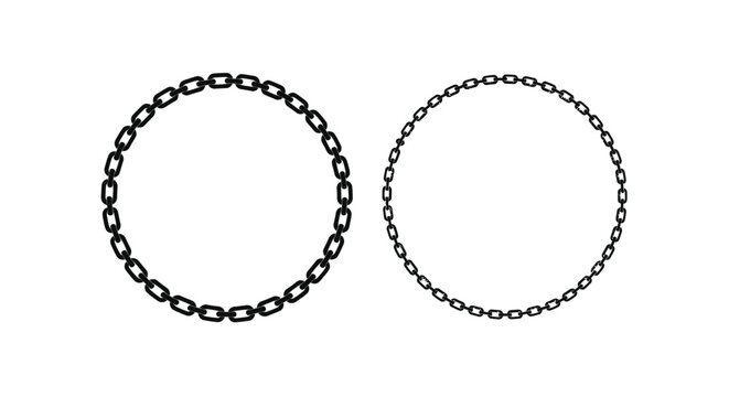 Two circular chain outlines against a white background silhouette