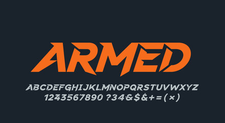 Modern Aggressive Sport Alphabet Font Vector: Bold Italic Typeface for Gaming, Esports, Military Branding, and Racing Logo Design © Resa