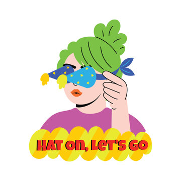 Hat On Lets Go Flat vector Character illustration