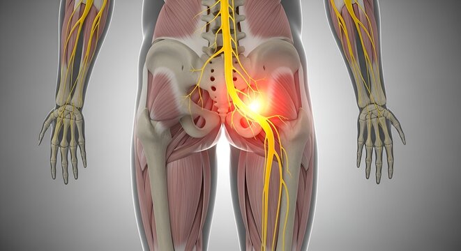 Sciatic Nerve Pain Anatomy - Human Body Medical Illustration
